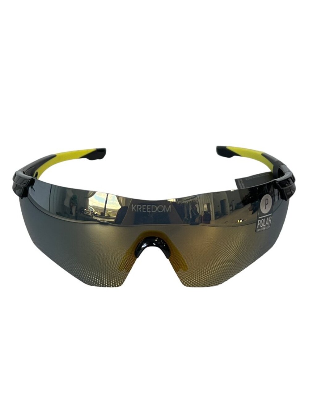 Kreedom Polarized Sports Sunglasses UV Protection Yellow Black Frame Cycling NEW